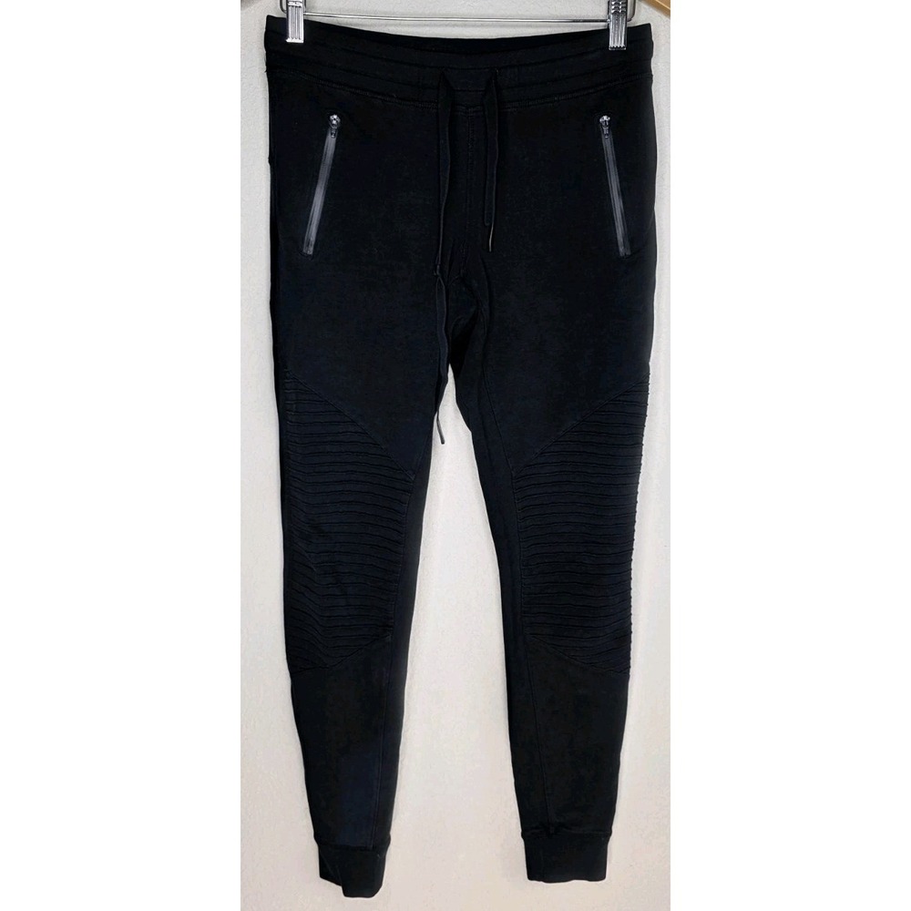 Alo Yoga Black Moto Zipper Pocket Jogger Sweatpants Woman Gym‎ Lounge XS